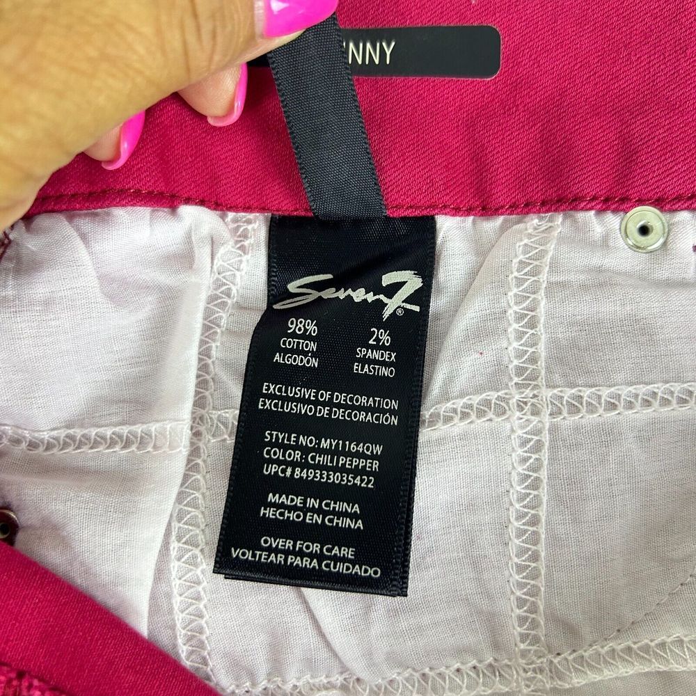Seven7 Pink Tummyless Zip Fly High Rise‎ Skinny Casual Denim Jeans Size 16 - Picture 7 of 14